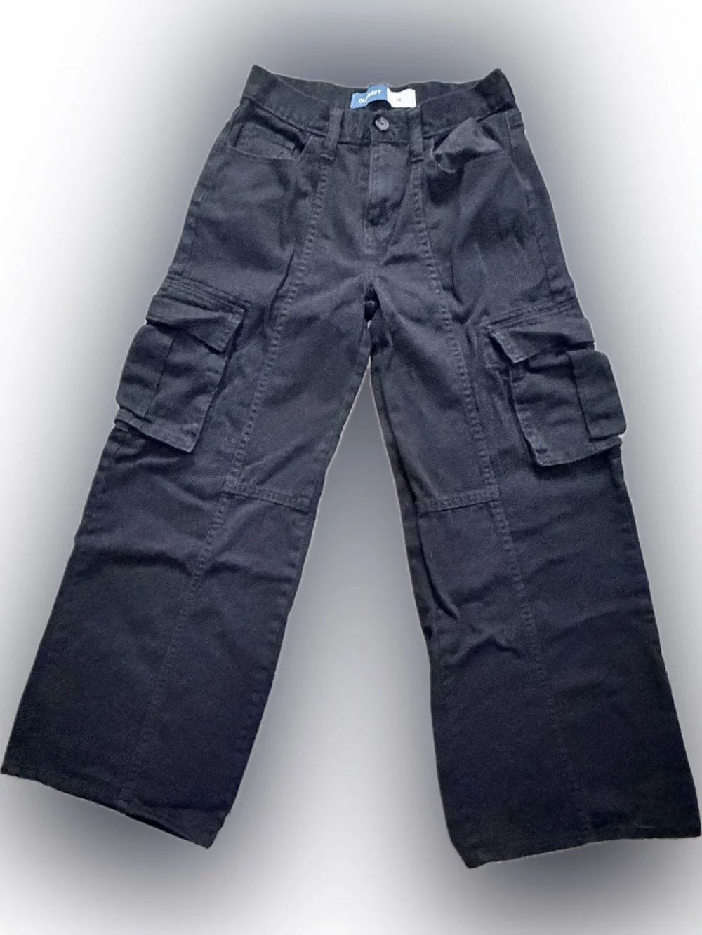 Old Navy Girls Size 12 Black High-Waisted Wide Leg Cargo Pants